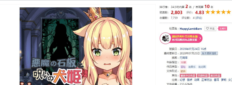 恶魔的石板和被诅咒的狗子公主 DL官中文正式版,CV